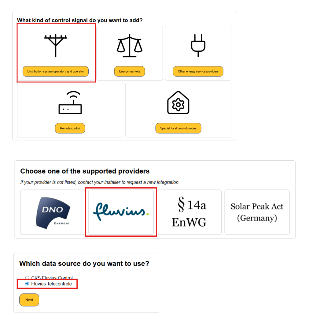 Choose the Fluvius Telecontrole data source
